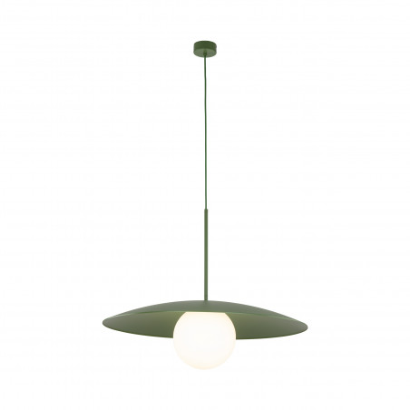 Lampa wisząca metalowa ze szklaną kulą Slate 65cm biały / zielony TK Lighting