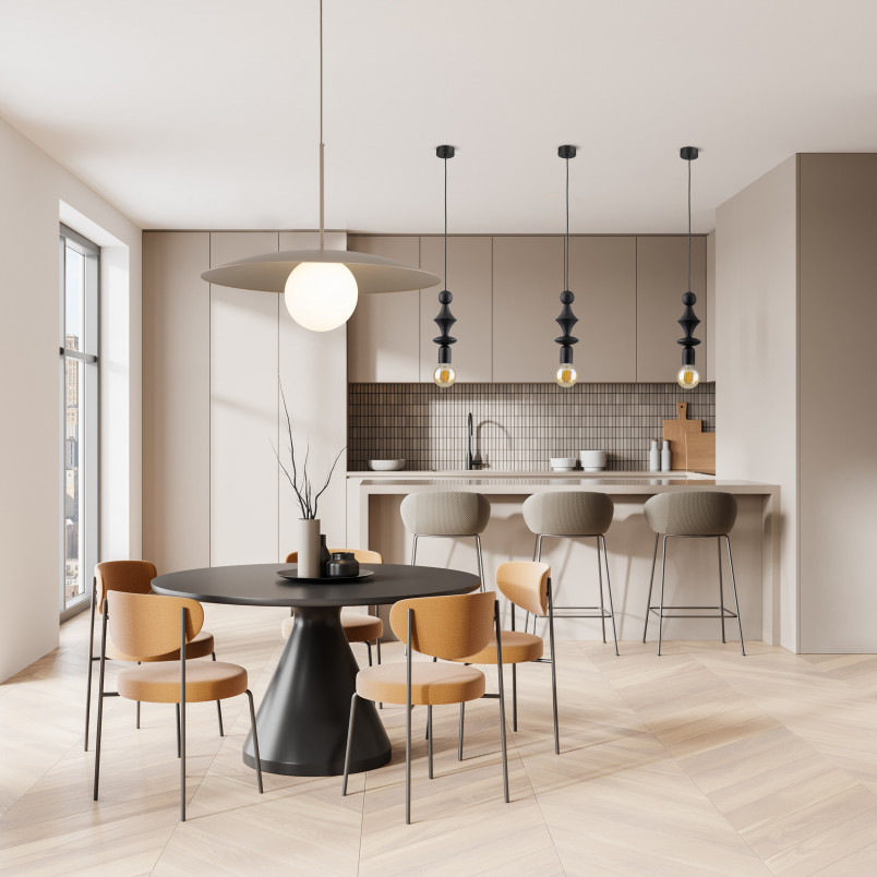 Lampa wisząca metalowa ze szklaną kulą Slate Sabia 65cm biały / beżowy TK Lighting