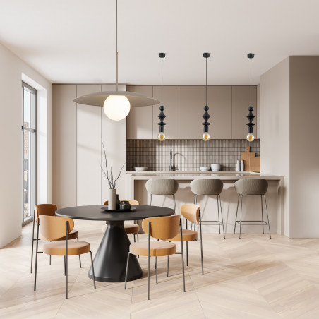 Lampa wisząca metalowa ze szklaną kulą Slate Sabia 65cm biały / beżowy TK Lighting
