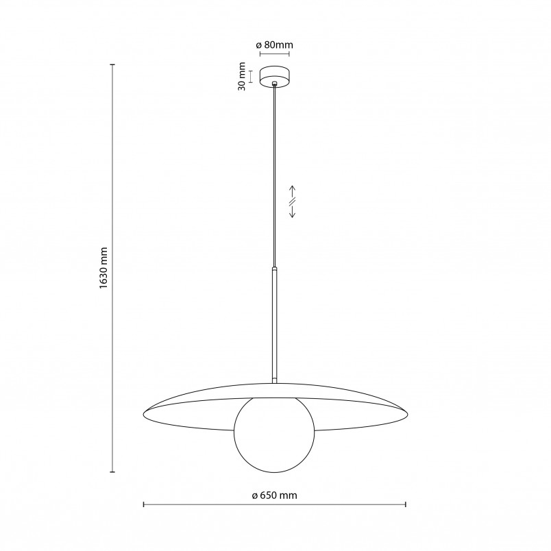 Lampa wisząca metalowa ze szklaną kulą Slate 65cm biały / zielony TK Lighting