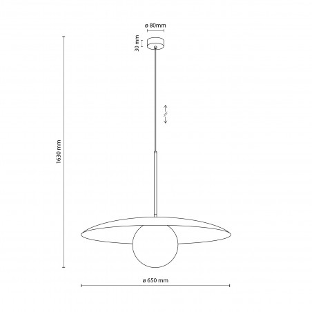 Lampa wisząca metalowa ze szklaną kulą Slate 65cm biały / zielony TK Lighting