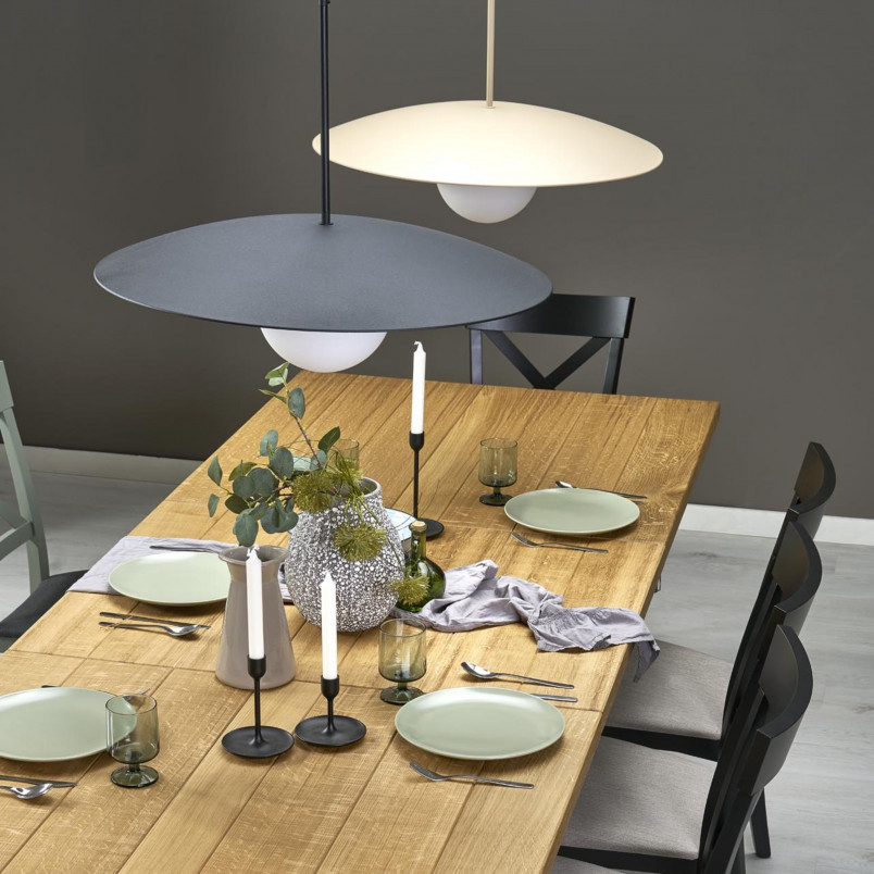 Lampa wisząca metalowa ze szklaną kulą Slate Sabia 65cm biały / beżowy TK Lighting