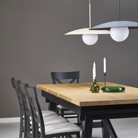 Lampa wisząca metalowa ze szklaną kulą Slate Sabia 65cm biały / beżowy TK Lighting