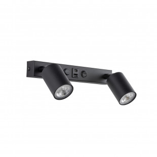 Kinkiet podwójny z reflektorkami i usb Top czarny TK Lighting