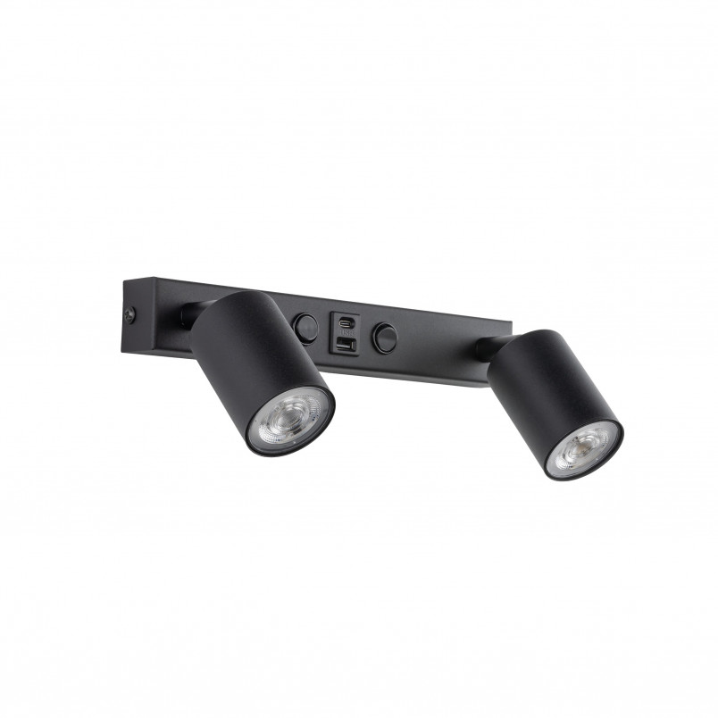 Kinkiet podwójny z reflektorkami i usb Top czarny TK Lighting