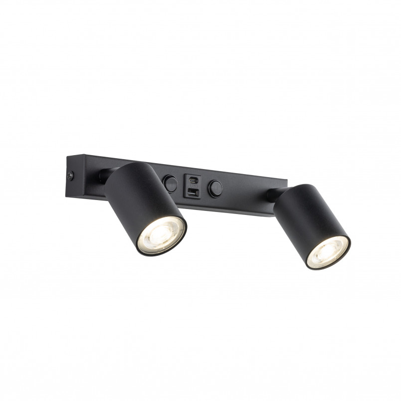 Kinkiet podwójny z reflektorkami i usb Top czarny TK Lighting