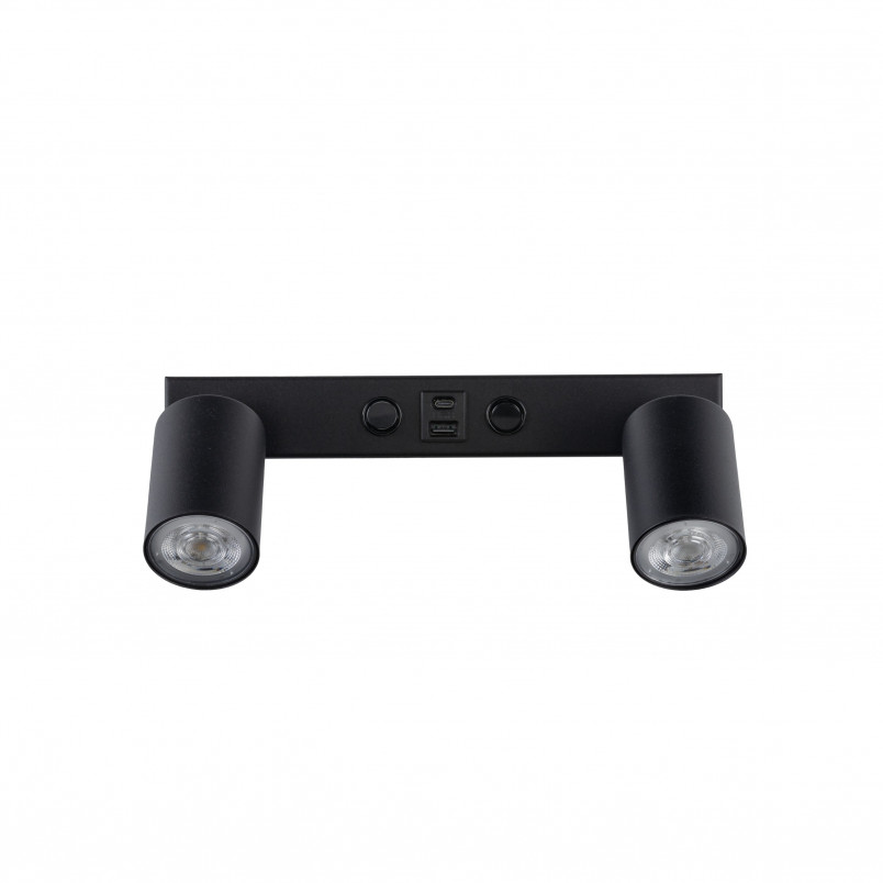 Kinkiet podwójny z reflektorkami i usb Top czarny TK Lighting