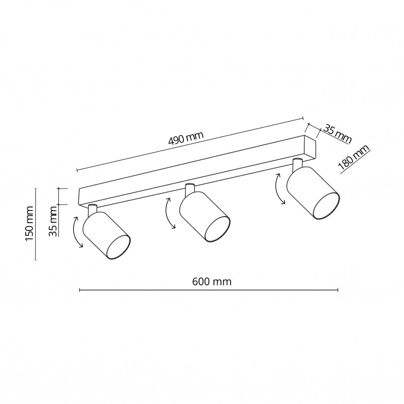 Reflektor sufitowy 3 punktowy Top 60cm czarny TK Lighting