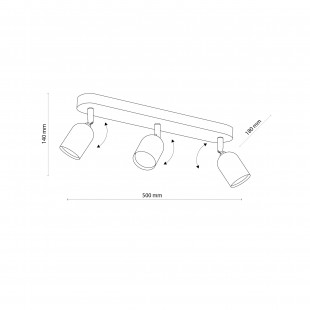 Reflektor sufitowy 3 punktowy Top 50cm czarny TK Lighting