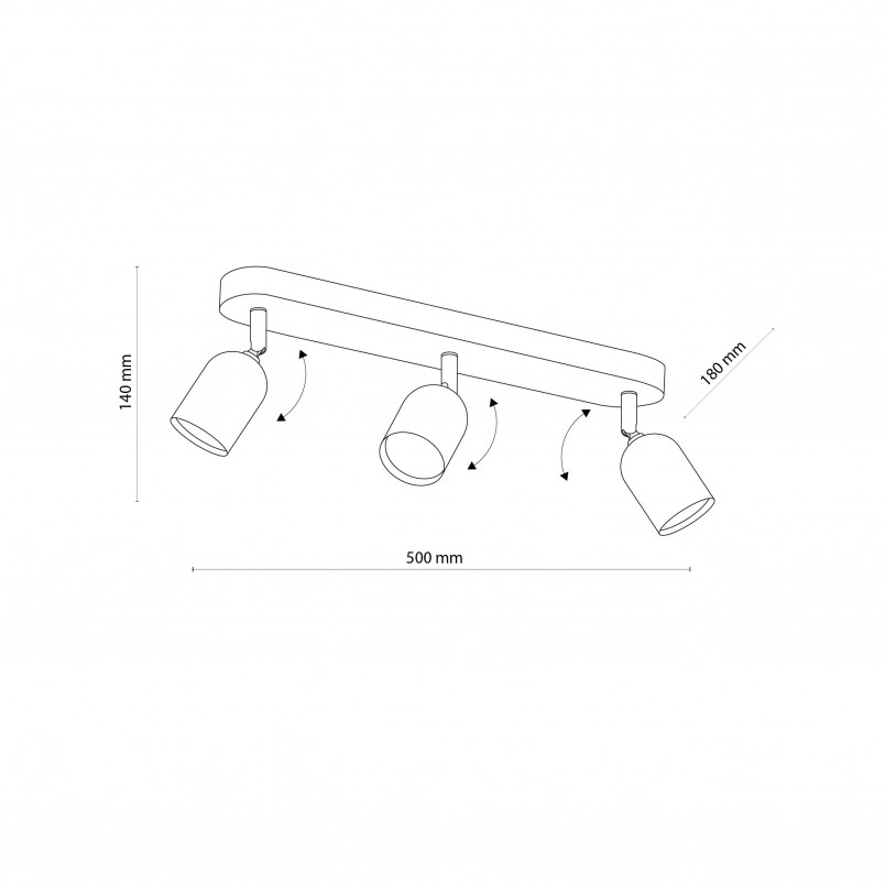 Reflektor sufitowy 3 punktowy Top 50cm czarny TK Lighting