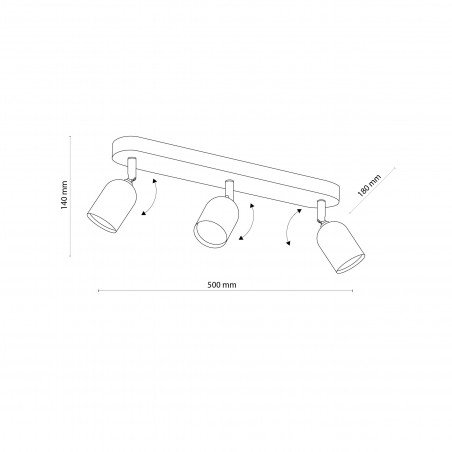 Reflektor sufitowy 3 punktowy Top 50cm czarny TK Lighting