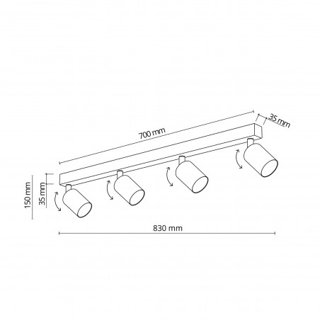 Reflektor sufitowy 4 punktowy Top brązowy TK Lighting