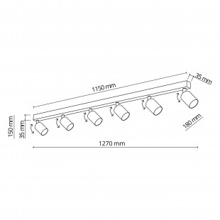 Reflektor sufitowy 6 punktowy Top brązowy TK Lighting