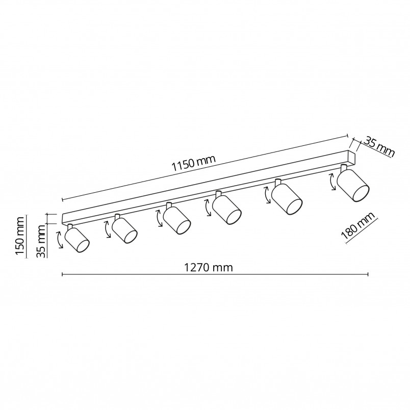 Reflektor sufitowy 6 punktowy Top brązowy TK Lighting