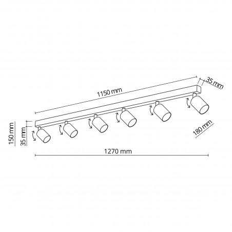 Reflektor sufitowy 6 punktowy Top brązowy TK Lighting