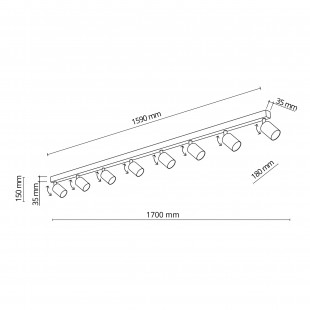 Reflektor sufitowy 8 punktowy Top brązowy TK Lighting