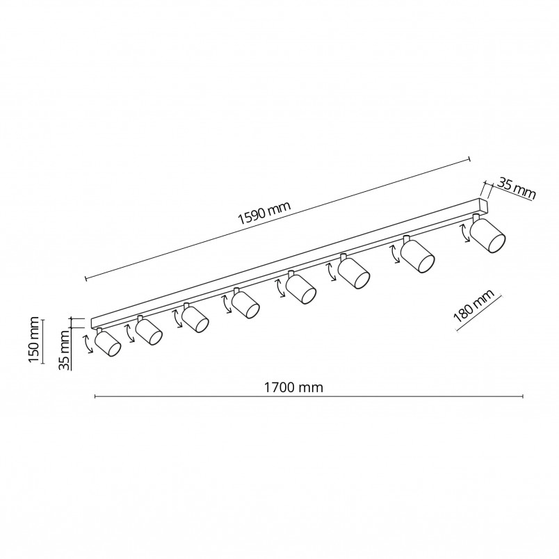 Reflektor sufitowy 8 punktowy Top brązowy TK Lighting