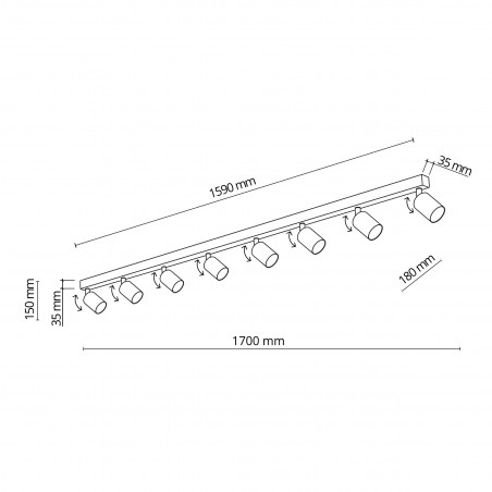 Reflektor sufitowy 8 punktowy Top brązowy TK Lighting