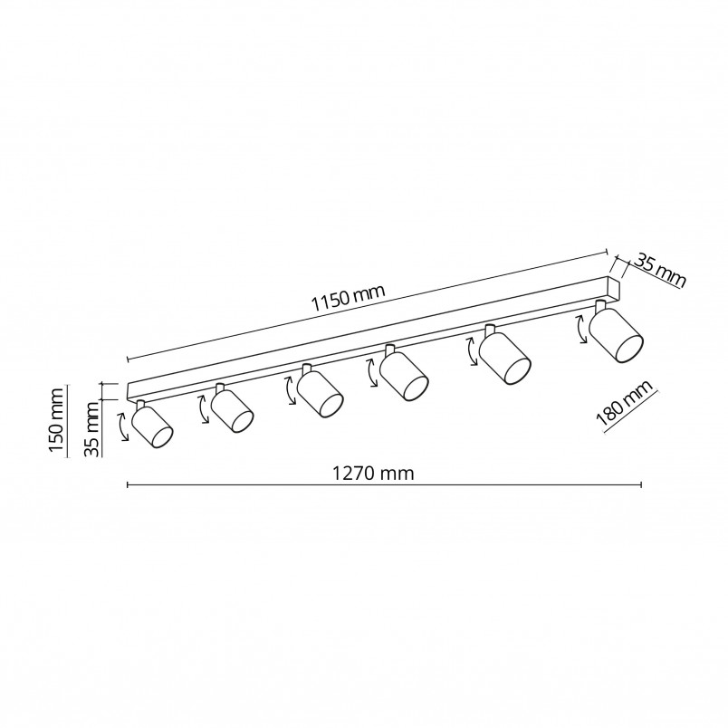 Reflektor sufitowy 6 punktowy Top 127cm biały TK Lighting
