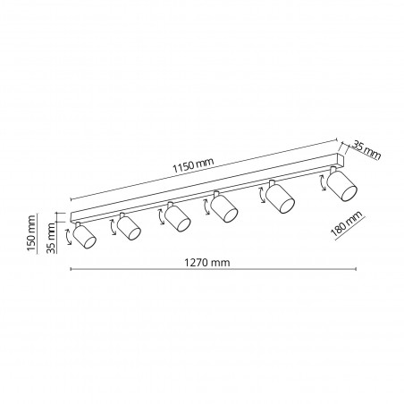 Reflektor sufitowy 6 punktowy Top 127cm biały TK Lighting