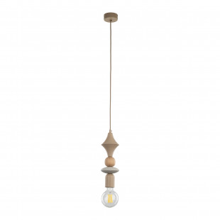 Lampa wisząca żarówka z dekoracyjną oprawką Tower Sabia Wood 10cm beżowa TK Lighting