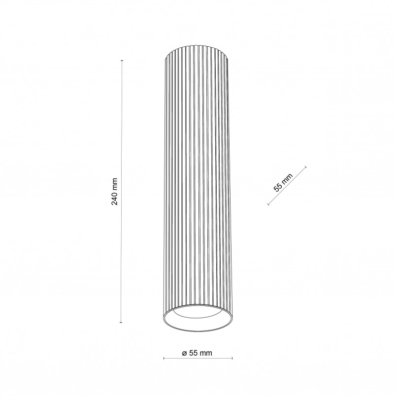 Lampa spot tuba ryflowana Tune 5,5cm H24cm czarna TK Lighting