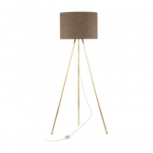 Lampa na złotym trójnogu z brązowym abażurem Umberto 160cm TK Lighting
