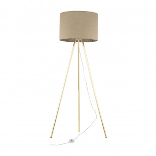 Lampa na złotym trójnogu z lnianym abażurem Umberto 160cm TK Lighting