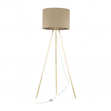 Lampa na złotym trójnogu z lnianym abażurem Umberto 160cm TK Lighting