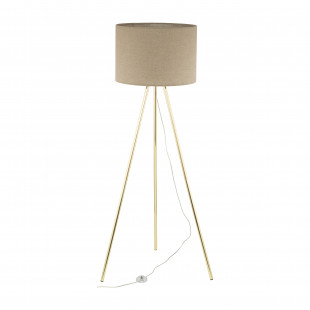 Lampa na złotym trójnogu z lnianym abażurem Umberto 160cm TK Lighting