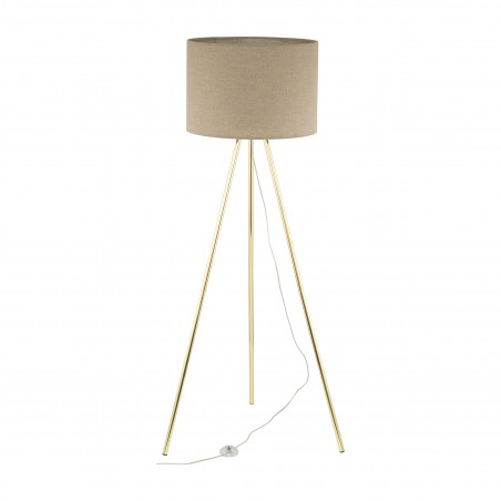 Lampa na złotym trójnogu z lnianym abażurem Umberto 160cm TK Lighting