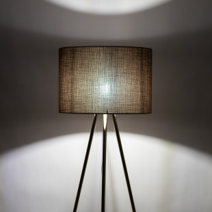Lampa na złotym trójnogu z brązowym abażurem Umberto 160cm TK Lighting