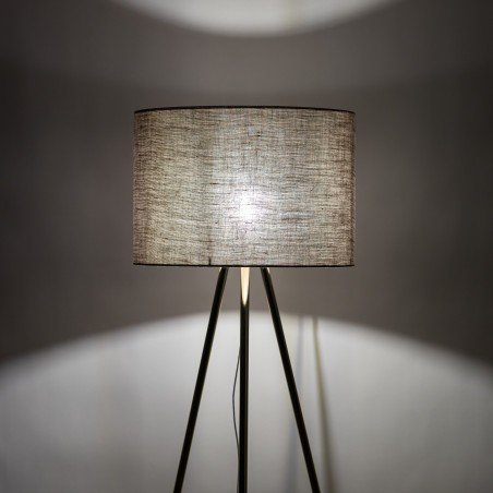 Lampa na złotym trójnogu z lnianym abażurem Umberto 160cm TK Lighting