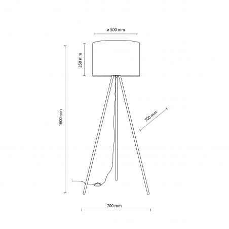 Lampa na złotym trójnogu z lnianym abażurem Umberto 160cm TK Lighting