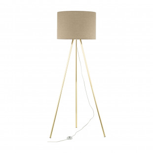 Lampa na złotym trójnogu z lnianym abażurem Umberto 160cm TK Lighting