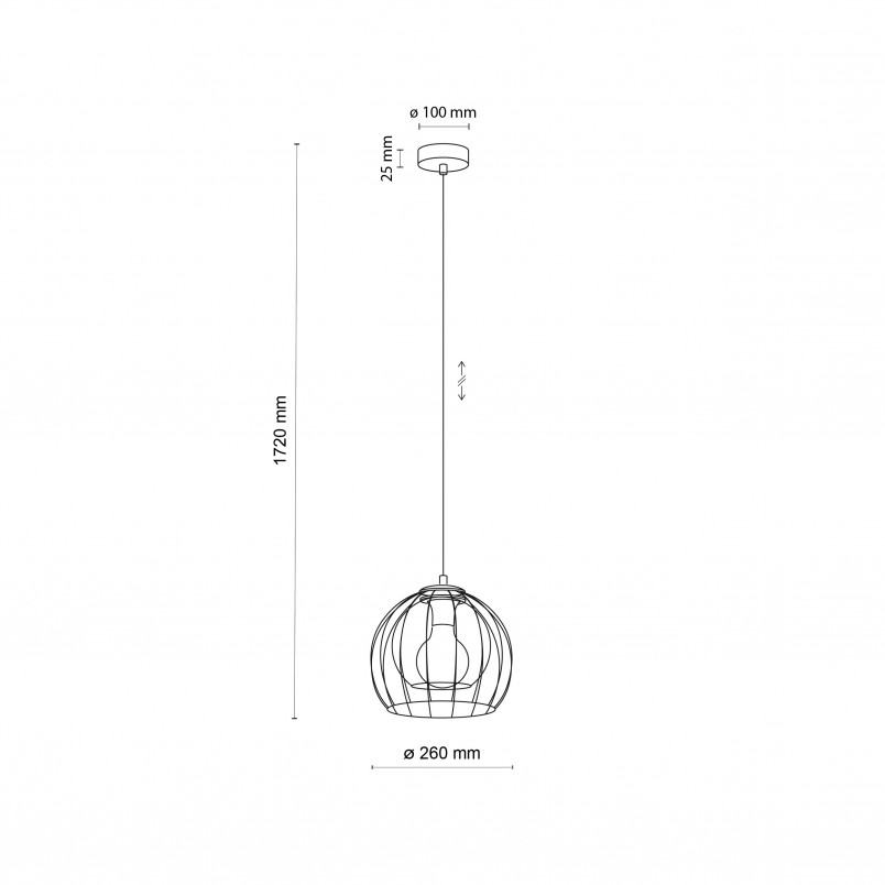 Lampa wisząca druciana kula Universo 26cm czarna TK Lighting