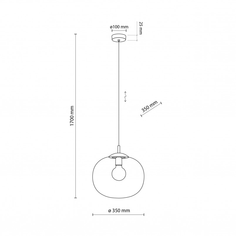 Lampa wisząca szklana Vibe 35cm grafitowa TK Lighting