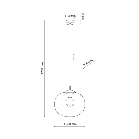 Lampa wisząca szklana Vibe 35cm grafitowa TK Lighting