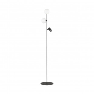 Lampa podłogowa 2 szklane kule z reflektorkiem Vox 152cm biało-czarna TK Lighting