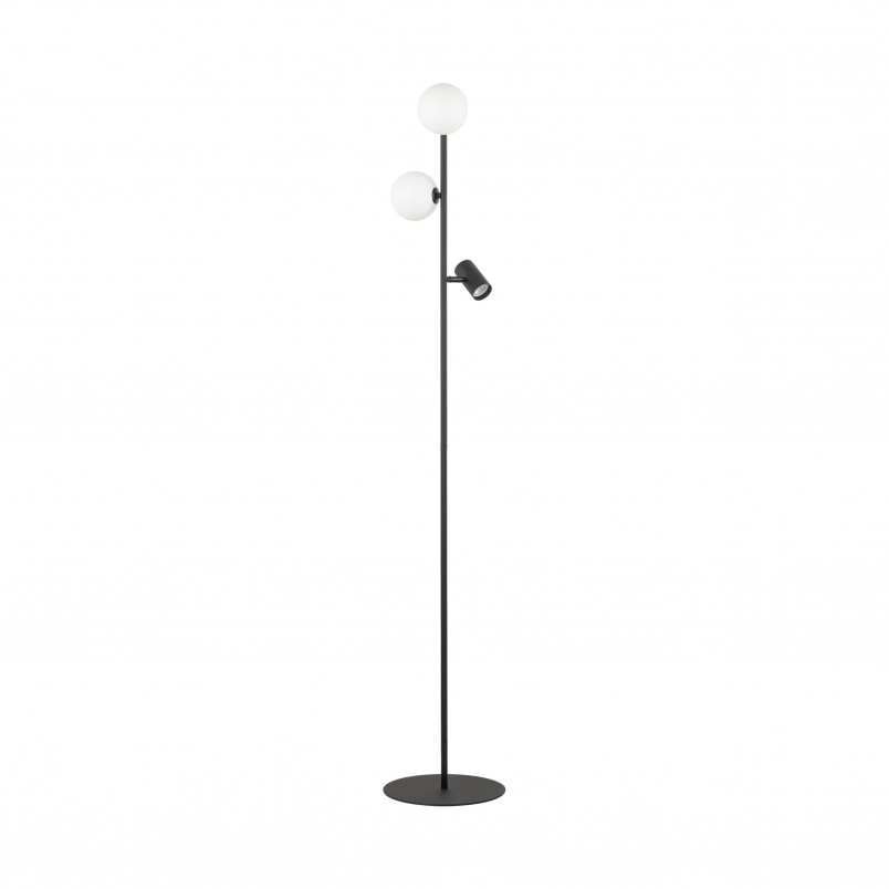 Lampa podłogowa 2 szklane kule z reflektorkiem Vox 152cm biało-czarna TK Lighting