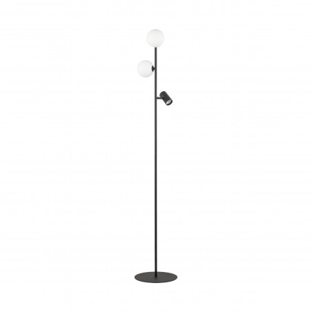 Lampa podłogowa 2 szklane kule z reflektorkiem Vox 152cm biało-czarna TK Lighting