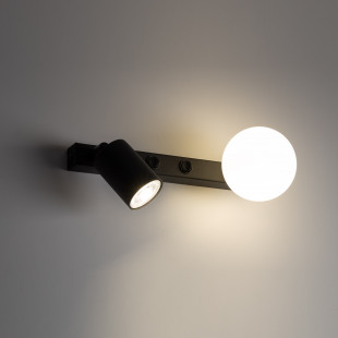 Kinkiet szklana kula z lampką do czytania Vox biało-czarny TK Lighting