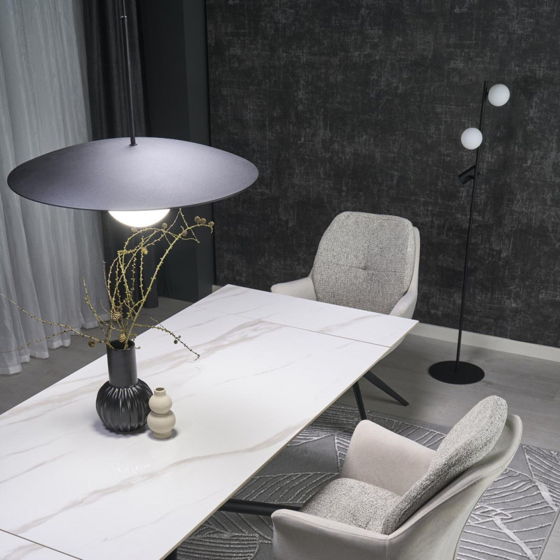 Lampa podłogowa 2 szklane kule z reflektorkiem Vox 152cm biało-czarna TK Lighting