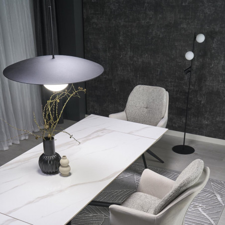 Lampa podłogowa 2 szklane kule z reflektorkiem Vox 152cm biało-czarna TK Lighting