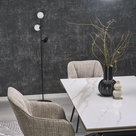 Lampa podłogowa 2 szklane kule z reflektorkiem Vox 152cm biało-czarna TK Lighting