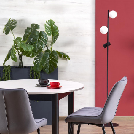 Lampa podłogowa 2 szklane kule z reflektorkiem Vox 152cm biało-czarna TK Lighting