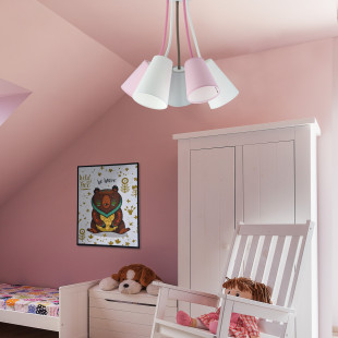 Lampa sufitowa dziecięca Wire Kids V 70cm różowy / biały / szary TK Lighting