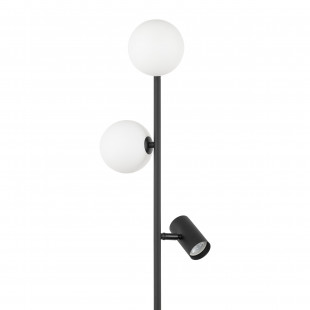Lampa podłogowa 2 szklane kule z reflektorkiem Vox 152cm biało-czarna TK Lighting