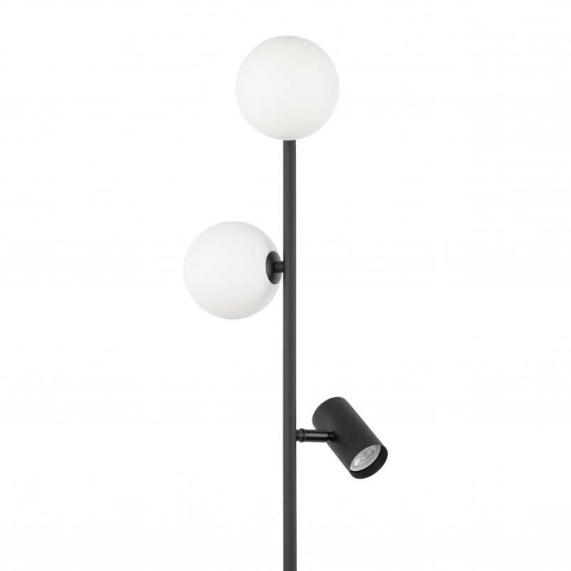 Lampa podłogowa 2 szklane kule z reflektorkiem Vox 152cm biało-czarna TK Lighting