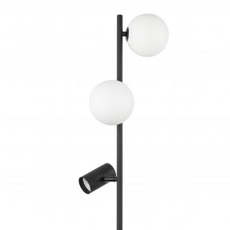 Lampa podłogowa 2 szklane kule z reflektorkiem Vox 152cm biało-czarna TK Lighting